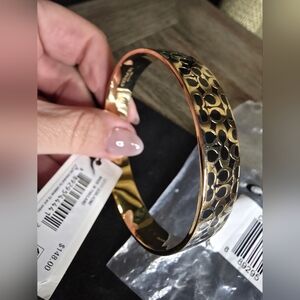 Coach Gold-tone Bangle with Black Coach Signature Motif